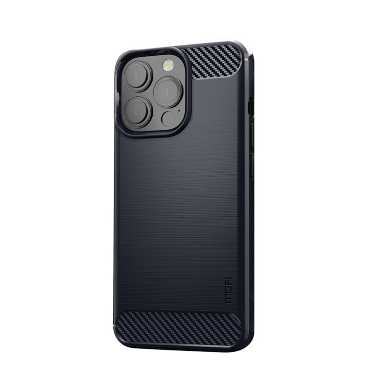 Custodia morbida in TPU in fibra di carbonio con trama spazzolata serie MOFI Gentleness, For iPhone 13 mini, For iPhone 13, For iPhone 13 Pro, For iPhone 13 Pro Max