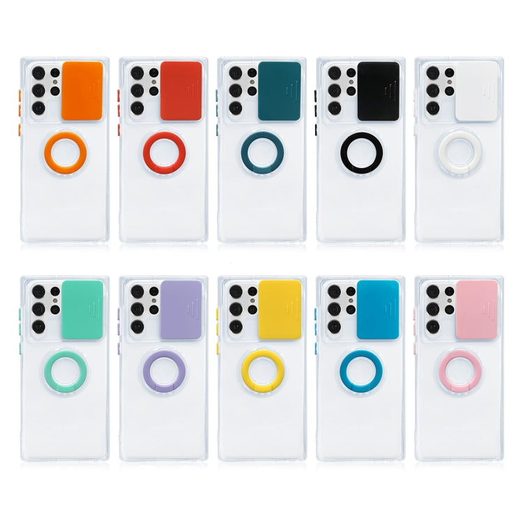 Cover per fotocamera scorrevole Custodia protettiva in TPU con supporto ad anello, For Samsung Galaxy S22 5G, For Samsung Galaxy S22+ 5G, For Samsung Galaxy S22 Ultra 5G