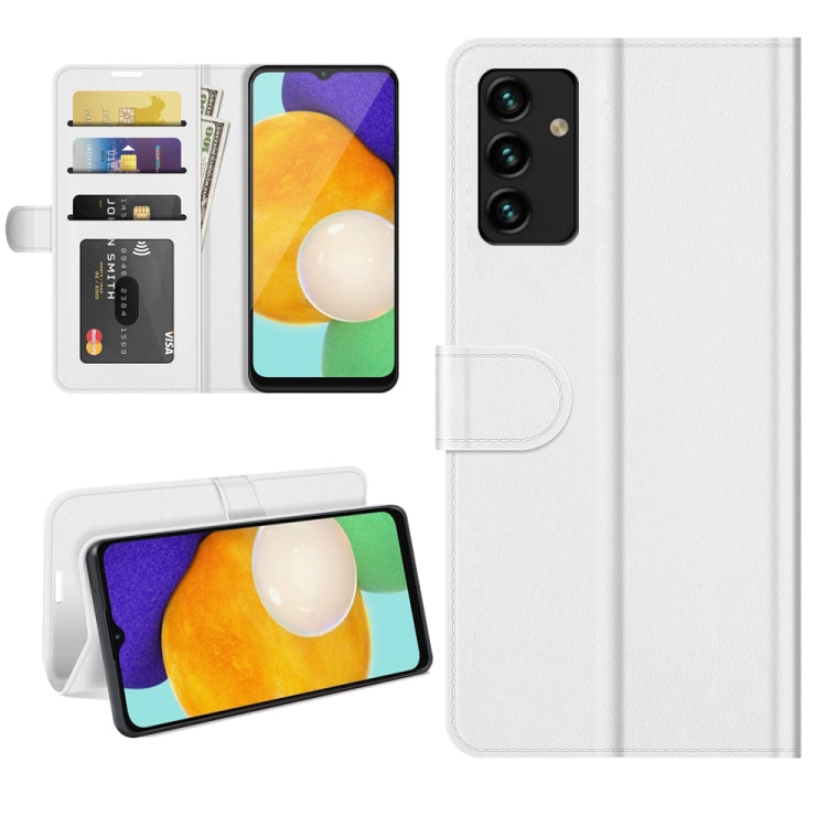 Per Samsung Galaxy A13 5G R64 Texture Custodia protettiva a vibrazione orizzontale singola con supporto e slot per schede e portafogli e cornice per foto