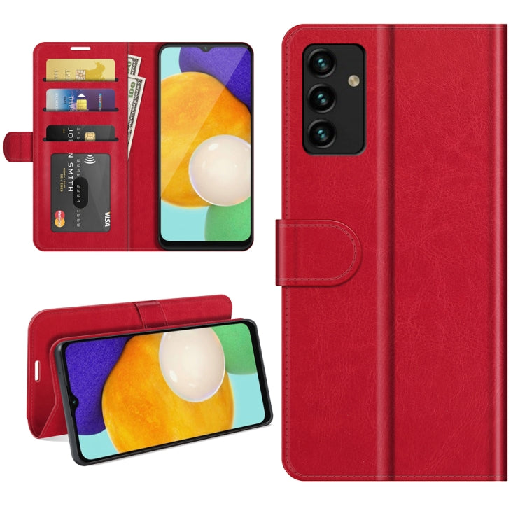 Per Samsung Galaxy A13 5G R64 Texture Custodia protettiva a vibrazione orizzontale singola con supporto e slot per schede e portafogli e cornice per foto