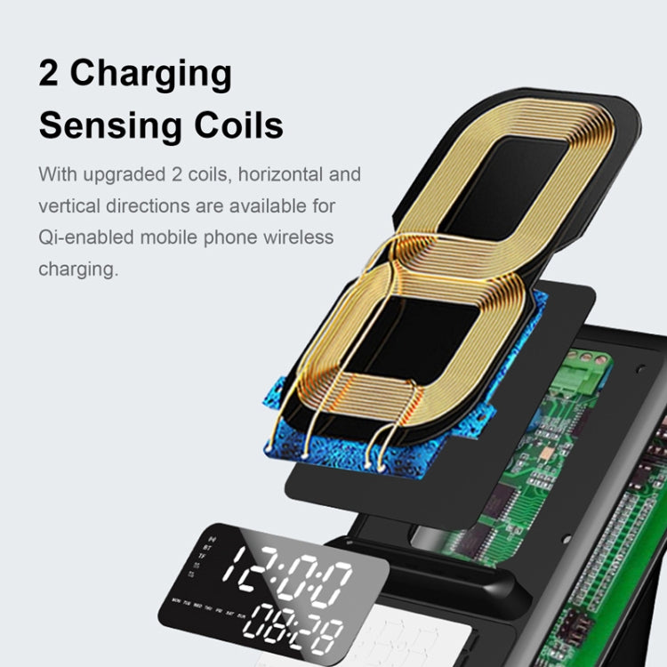 AEC BT512 Altoparlante Bluetooth multifunzionale Caricabatterie wireless da 10 W LED Sveglia elettronica da tavolo