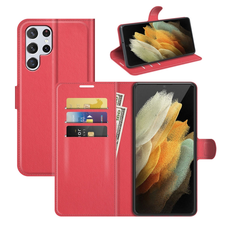 Per Samsung Galaxy S22 Ultra 5G Litchi Texture Custodia protettiva a vibrazione orizzontale con supporto e slot per schede e portafoglio, For Galaxy S22 Ultra 5G