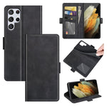 Per Samsung Galaxy S22 Ultra 5G Custodia in pelle a vibrazione orizzontale con fibbia magnetica a doppio lato con supporto e slot per schede e portafoglio, For Samsung Galaxy S22 Ultra 5G