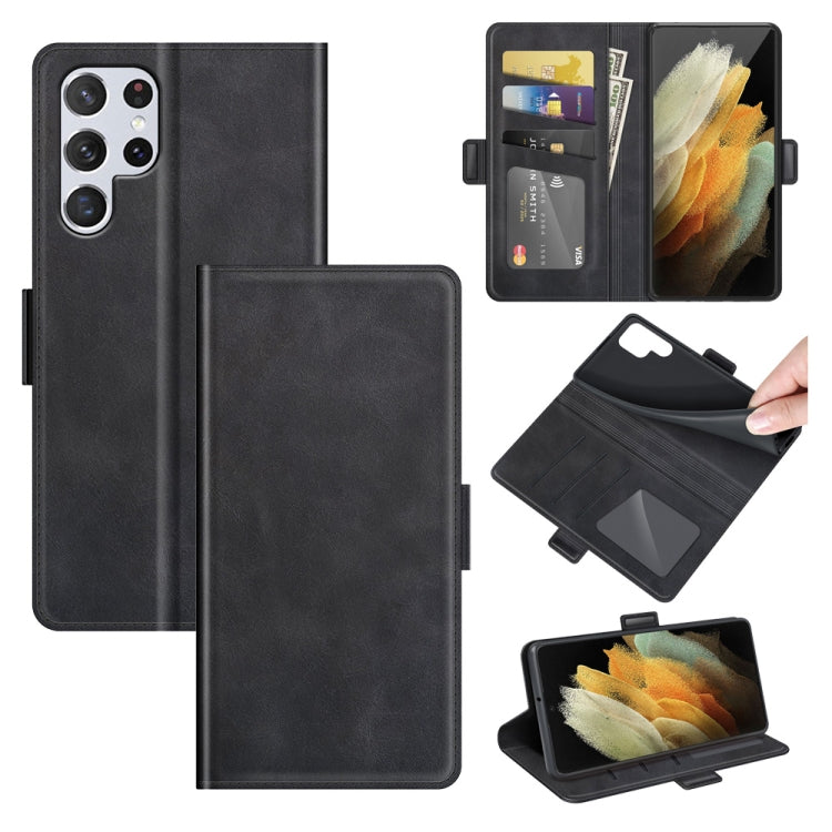 Per Samsung Galaxy S22 Ultra 5G Custodia in pelle a vibrazione orizzontale con fibbia magnetica a doppio lato con supporto e slot per schede e portafoglio, For Samsung Galaxy S22 Ultra 5G