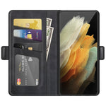 Per Samsung Galaxy S22 Ultra 5G Custodia in pelle a vibrazione orizzontale con fibbia magnetica a doppio lato con supporto e slot per schede e portafoglio, For Samsung Galaxy S22 Ultra 5G