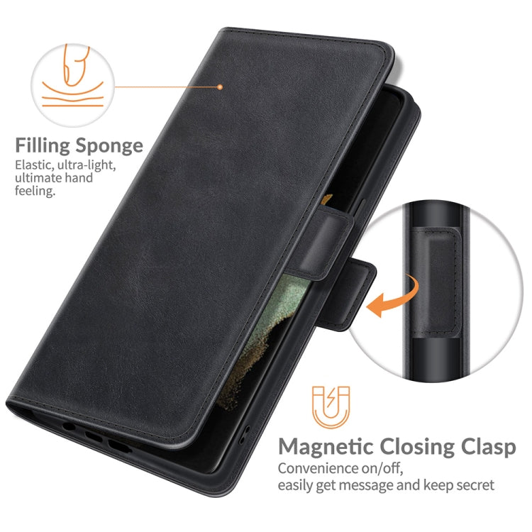 Per Samsung Galaxy S22 Ultra 5G Custodia in pelle a vibrazione orizzontale con fibbia magnetica a doppio lato con supporto e slot per schede e portafoglio, For Samsung Galaxy S22 Ultra 5G