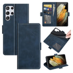 Per Samsung Galaxy S22 Ultra 5G Custodia in pelle a vibrazione orizzontale con fibbia magnetica a doppio lato con supporto e slot per schede e portafoglio, For Samsung Galaxy S22 Ultra 5G