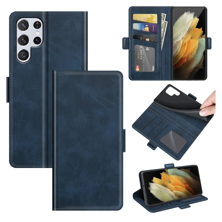 Per Samsung Galaxy S22 Ultra 5G Custodia in pelle a vibrazione orizzontale con fibbia magnetica a doppio lato con supporto e slot per schede e portafoglio, For Samsung Galaxy S22 Ultra 5G