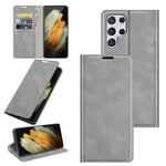Per Samsung Galaxy S22 Ultra 5G Custodia in pelle con ventosa magnetica da lavoro retro-skin con supporto e slot per carte e portafoglio, For Samsung Galaxy S22 Ultra 5G