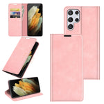 Per Samsung Galaxy S22 Ultra 5G Custodia in pelle con ventosa magnetica da lavoro retro-skin con supporto e slot per carte e portafoglio, For Samsung Galaxy S22 Ultra 5G