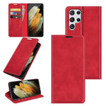 Per Samsung Galaxy S22 Ultra 5G Custodia in pelle con ventosa magnetica da lavoro retro-skin con supporto e slot per carte e portafoglio, For Samsung Galaxy S22 Ultra 5G