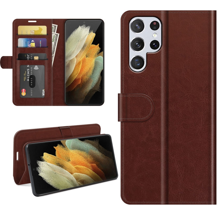 Per Samsung Galaxy S22 Ultra 5G R64 Texture Custodia protettiva a vibrazione orizzontale singola con supporto e slot per schede e portafoglio e cornice per foto, For Samsung Galaxy S22 Ultra 5G