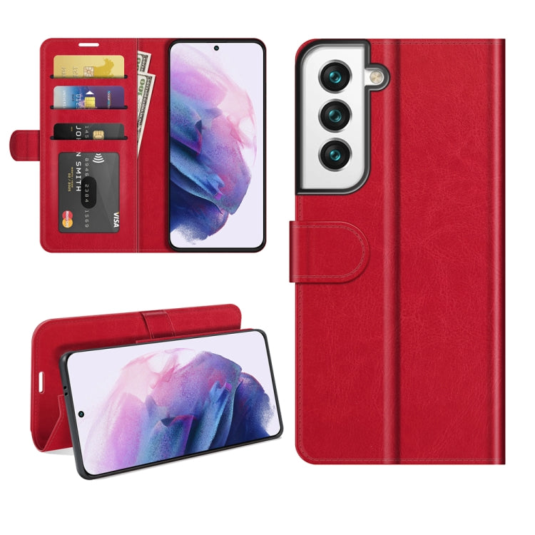 Per Samsung Galaxy S22 + 5G R64 Texture Custodia protettiva a vibrazione orizzontale singola con supporto e slot per schede e portafogli e cornice per foto, For Samsung Galaxy S22+ 5G