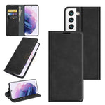 Per Samsung Galaxy S22 5G Custodia in pelle con ventosa magnetica da lavoro retro-skin con supporto e slot per carte e portafoglio, For Samsung Galaxy S22 5G