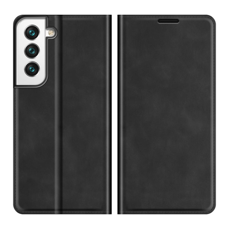 Per Samsung Galaxy S22 5G Custodia in pelle con ventosa magnetica da lavoro retro-skin con supporto e slot per carte e portafoglio, For Samsung Galaxy S22 5G