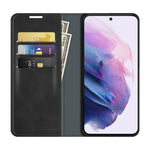 Per Samsung Galaxy S22 5G Custodia in pelle con ventosa magnetica da lavoro retro-skin con supporto e slot per carte e portafoglio, For Samsung Galaxy S22 5G