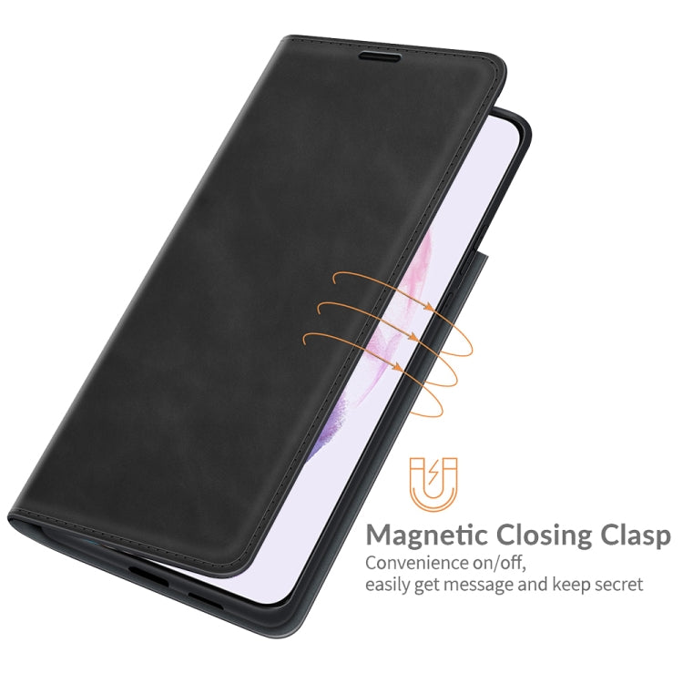 Per Samsung Galaxy S22 5G Custodia in pelle con ventosa magnetica da lavoro retro-skin con supporto e slot per carte e portafoglio, For Samsung Galaxy S22 5G