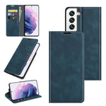 Per Samsung Galaxy S22 5G Custodia in pelle con ventosa magnetica da lavoro retro-skin con supporto e slot per carte e portafoglio, For Samsung Galaxy S22 5G
