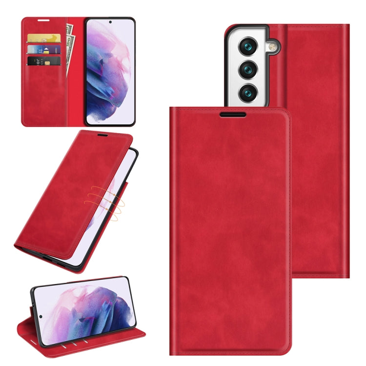 Per Samsung Galaxy S22 5G Custodia in pelle con ventosa magnetica da lavoro retro-skin con supporto e slot per carte e portafoglio, For Samsung Galaxy S22 5G