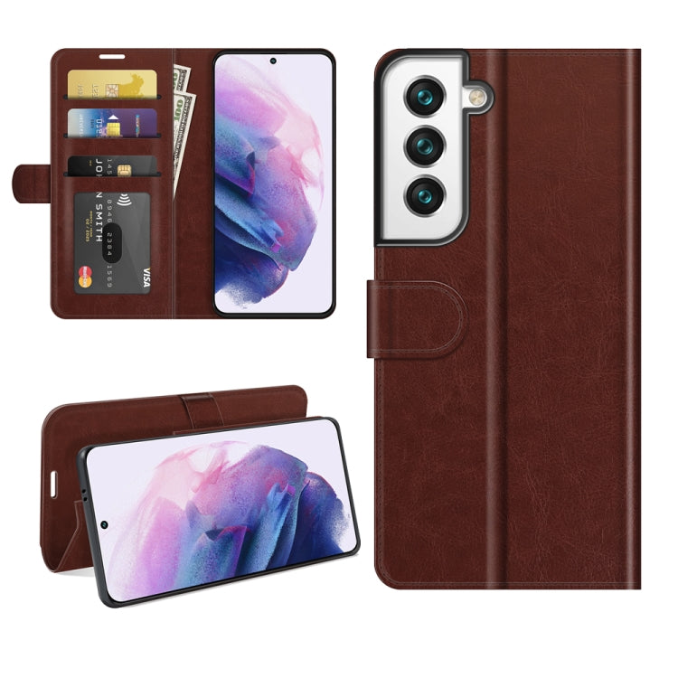 Per Samsung Galaxy S22 5G R64 Texture Custodia protettiva a vibrazione orizzontale singola con supporto e slot per schede e portafogli e cornice per foto, For Samsung Galaxy S22 5G