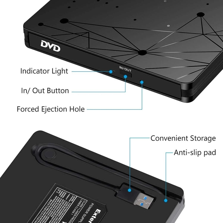 Lettore DVD RW portatile USB 3.0 esterno Lettore di unità ottiche
