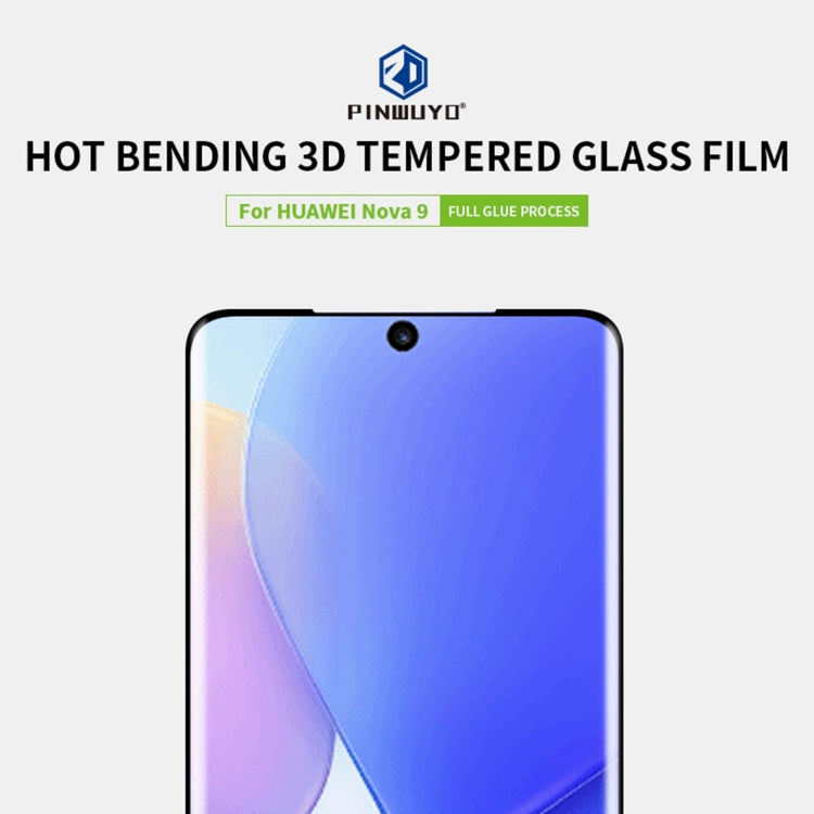 PINWUYO 9H Pellicola in vetro temperato per piegatura a caldo 3D, For Huawei nova 9, For Huawei nova 9 Pro