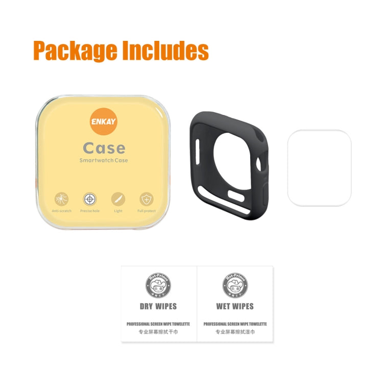 ENKAY Hat-Prince Custodia Protettiva per Orologio in TPU + Pellicola Protettiva per Schermo in PET a Copertura Totale per Apple Watch Series 7 45mm