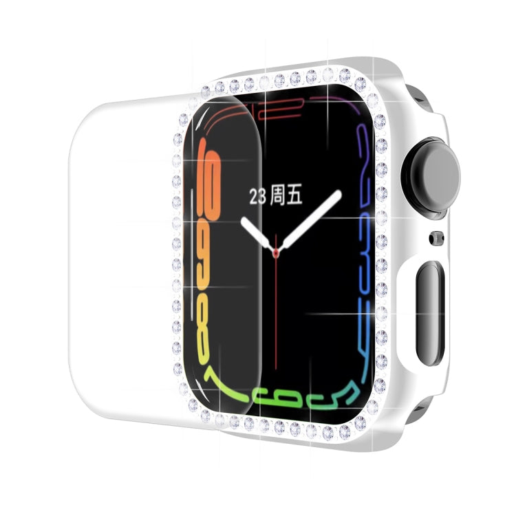 ENKAY Hat-Prince Electroplate PC Diamond Watch Case + Pellicola proteggi schermo in PET curvo a copertura totale per Apple Watch Series 7 45mm