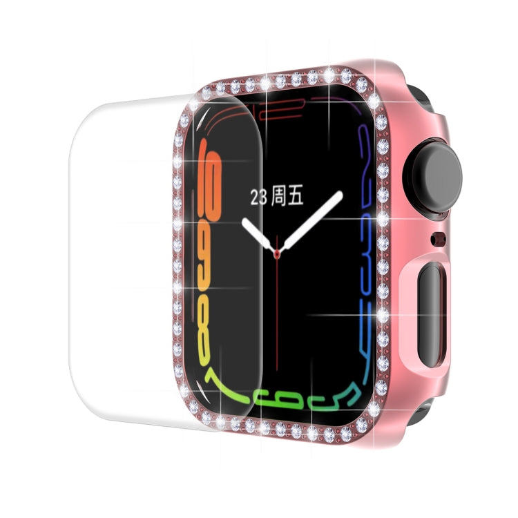 ENKAY Hat-Prince Electroplate PC Diamond Watch Case + Pellicola proteggi schermo in PET curvo a copertura totale per Apple Watch Series 7 41mm