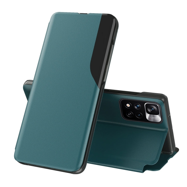 Display Laterale Custodia in Pelle Flip Orizzontale Magnetica Antiurto con Supporto, For Xiaomi Redmi Note 11, For Xiaomi Redmi Note 11 Pro