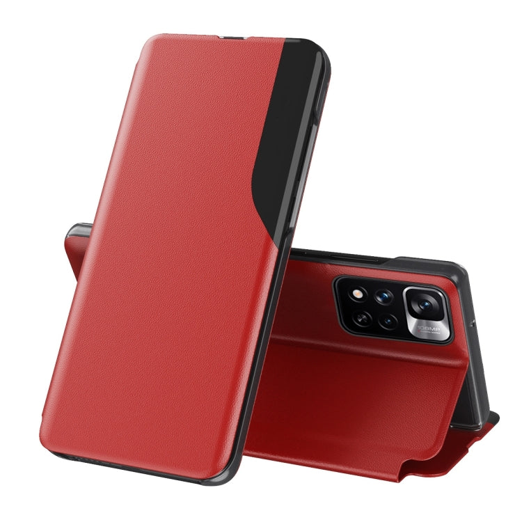 Display Laterale Custodia in Pelle Flip Orizzontale Magnetica Antiurto con Supporto, For Xiaomi Redmi Note 11, For Xiaomi Redmi Note 11 Pro