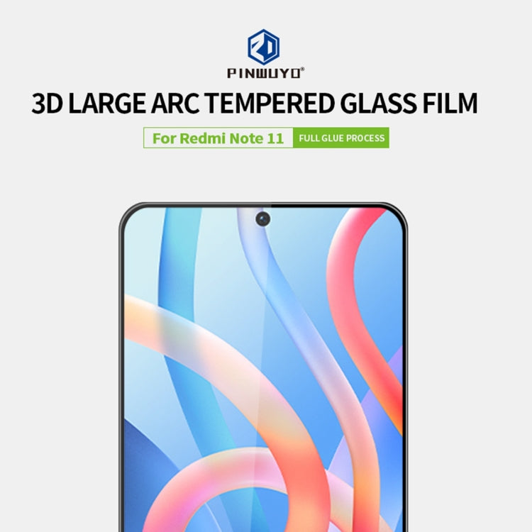 PINWUYO 9H Pellicola in vetro temperato a schermo intero curvo 3D antideflagrante, For Xiaomi Redmi Note 11, For Xiaomi Redmi Note 11 Pro
