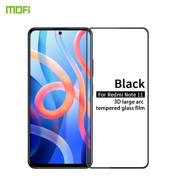 Pellicola in vetro temperato con schermo curvo antideflagrante MOFI 9H 3D, For Xiaomi Redmi Note 11, For Xiaomi Redmi Note 11 Pro