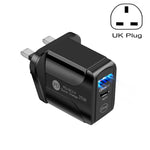 PD25W USB-C / Type-C + QC3.0 Caricatore rapido USB a doppia porta, spina UK, UK Plug