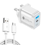 Caricabatterie rapido PD25W USB-C e QC3.0 con cavo Micro USB