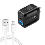 Caricabatterie rapido PD25W USB-C + QC3.0 con cavo Type-C
