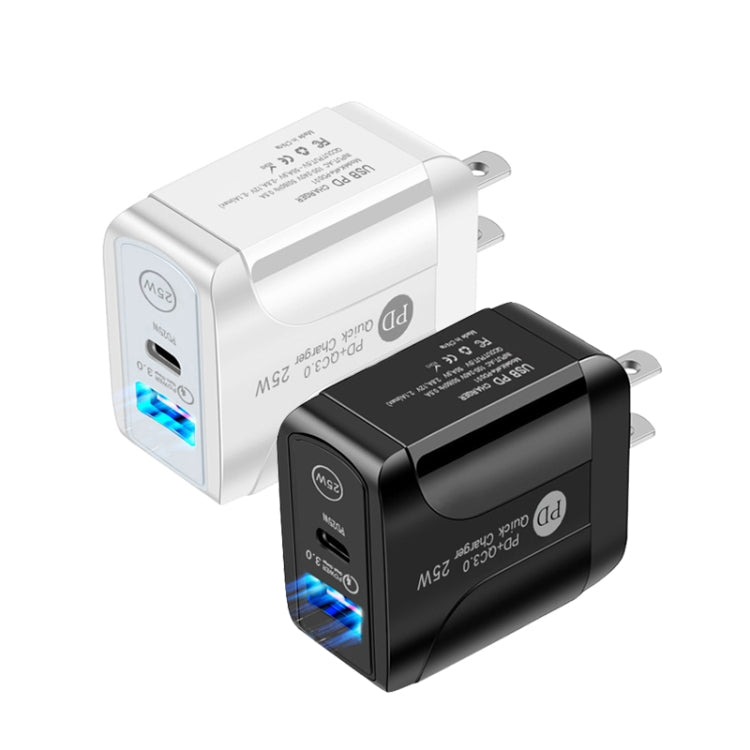 Caricabatterie rapido PD25W USB-C + QC3.0 con cavo Type-C
