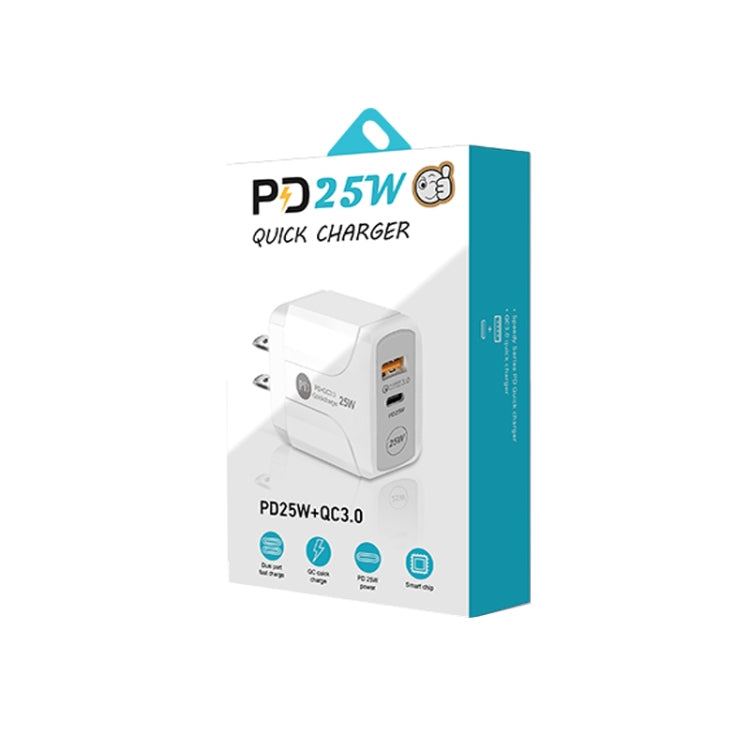 Caricabatterie rapido PD25W USB-C + QC3.0 con cavo Type-C
