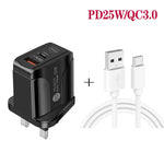 Caricabatterie rapido PD25W USB-C con cavo Type-C