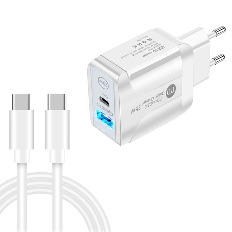 Caricabatterie rapido USB-C PD 25W + QC3.0 con cavo USB-C 1m