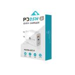 Caricabatterie rapido USB-C PD 25W + QC3.0 con cavo USB-C 1m