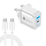 Caricabatterie rapido PD25W USB-C doppia porta con cavo