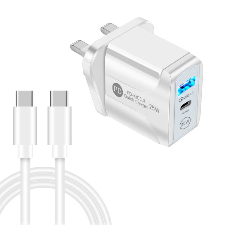 Caricabatterie rapido PD25W USB-C doppia porta con cavo