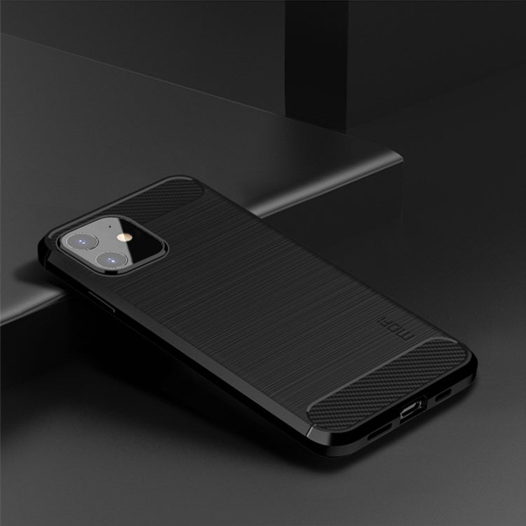 Custodia morbida in TPU in fibra di carbonio spazzolata serie MOF Gentleness, For iPhone 12 mini, For iPhone 12 / 12 Pro, For iPhone 12 Pro Max, For iPhone?12 / 12 Pro