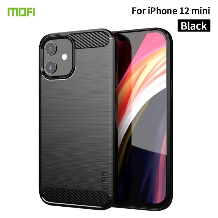 Custodia morbida in TPU in fibra di carbonio spazzolata serie MOF Gentleness, For iPhone 12 mini, For iPhone 12 / 12 Pro, For iPhone 12 Pro Max, For iPhone?12 / 12 Pro