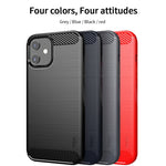 Custodia morbida in TPU in fibra di carbonio spazzolata serie MOF Gentleness, For iPhone 12 mini, For iPhone 12 / 12 Pro, For iPhone 12 Pro Max, For iPhone?12 / 12 Pro