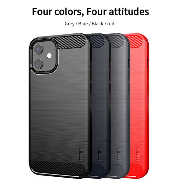 Custodia morbida in TPU in fibra di carbonio spazzolata serie MOF Gentleness, For iPhone 12 mini, For iPhone 12 / 12 Pro, For iPhone 12 Pro Max, For iPhone?12 / 12 Pro