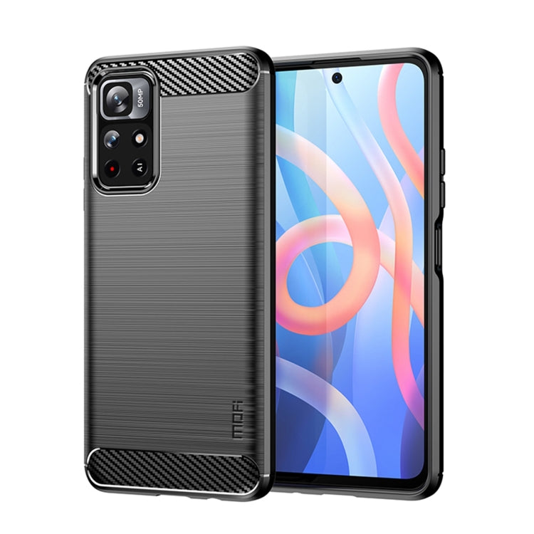 Custodia morbida per telefono in TPU in fibra di carbonio spazzolata serie MOFI Gentleness, For Xiaomi Redmi Note11 / Poco M4 Pro 5G, For Xiaomi Redmi Note11 Pro / Note 11 Pro+, For Xiaomi Redmi 10 / 10 Prime, For Xiaomi Mi 11T / 11T Pro
