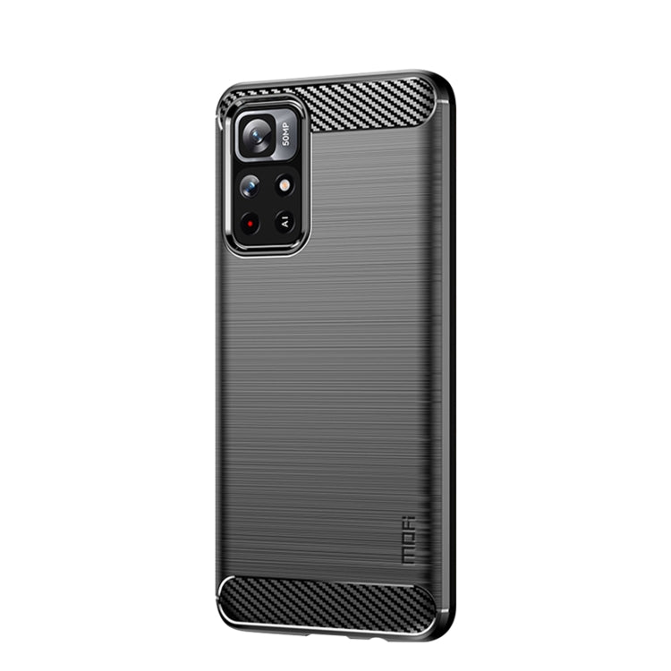 Custodia morbida per telefono in TPU in fibra di carbonio spazzolata serie MOFI Gentleness, For Xiaomi Redmi Note11 / Poco M4 Pro 5G, For Xiaomi Redmi Note11 Pro / Note 11 Pro+, For Xiaomi Redmi 10 / 10 Prime, For Xiaomi Mi 11T / 11T Pro
