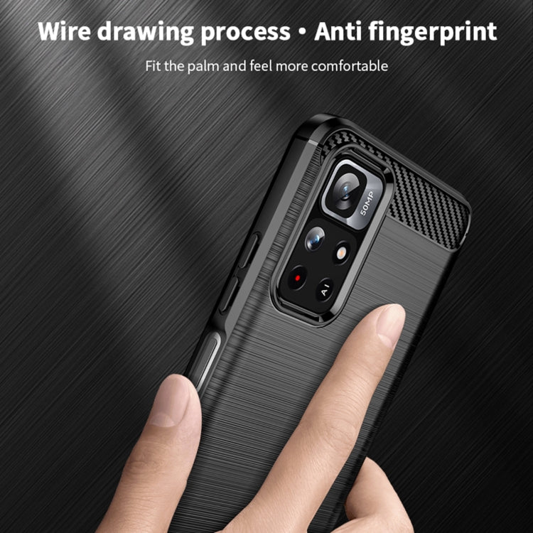 Custodia morbida per telefono in TPU in fibra di carbonio spazzolata serie MOFI Gentleness, For Xiaomi Redmi Note11 / Poco M4 Pro 5G, For Xiaomi Redmi Note11 Pro / Note 11 Pro+, For Xiaomi Redmi 10 / 10 Prime, For Xiaomi Mi 11T / 11T Pro
